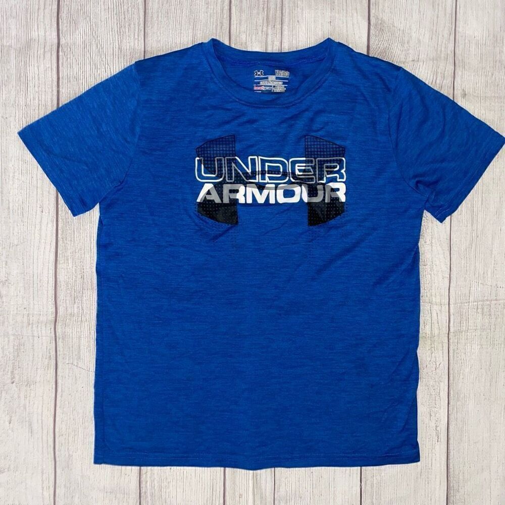 Under Armour loose fit heat gear youth boys L short sleeve t-shirt blue